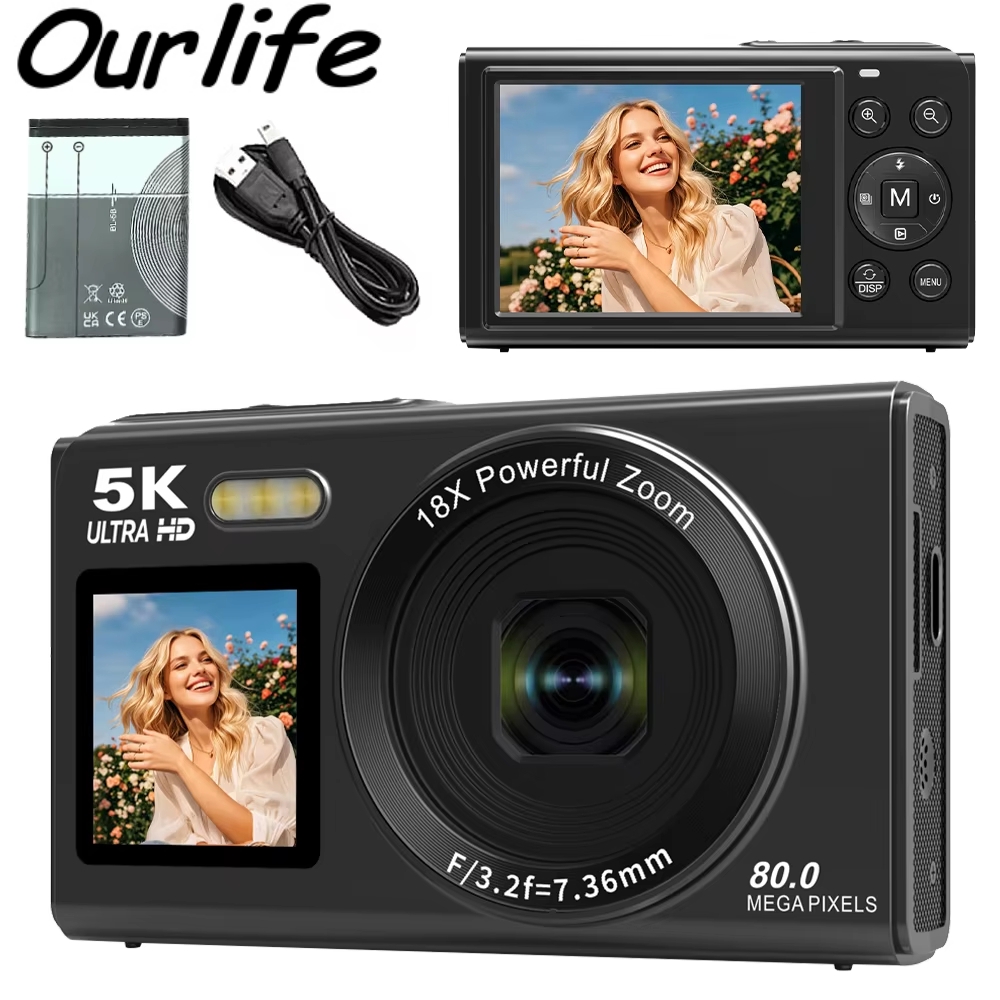 Vintage Home Cinema - กล้องดิจิตอล Ourlife 5K 80MP ซูมดิจิตอล 18
