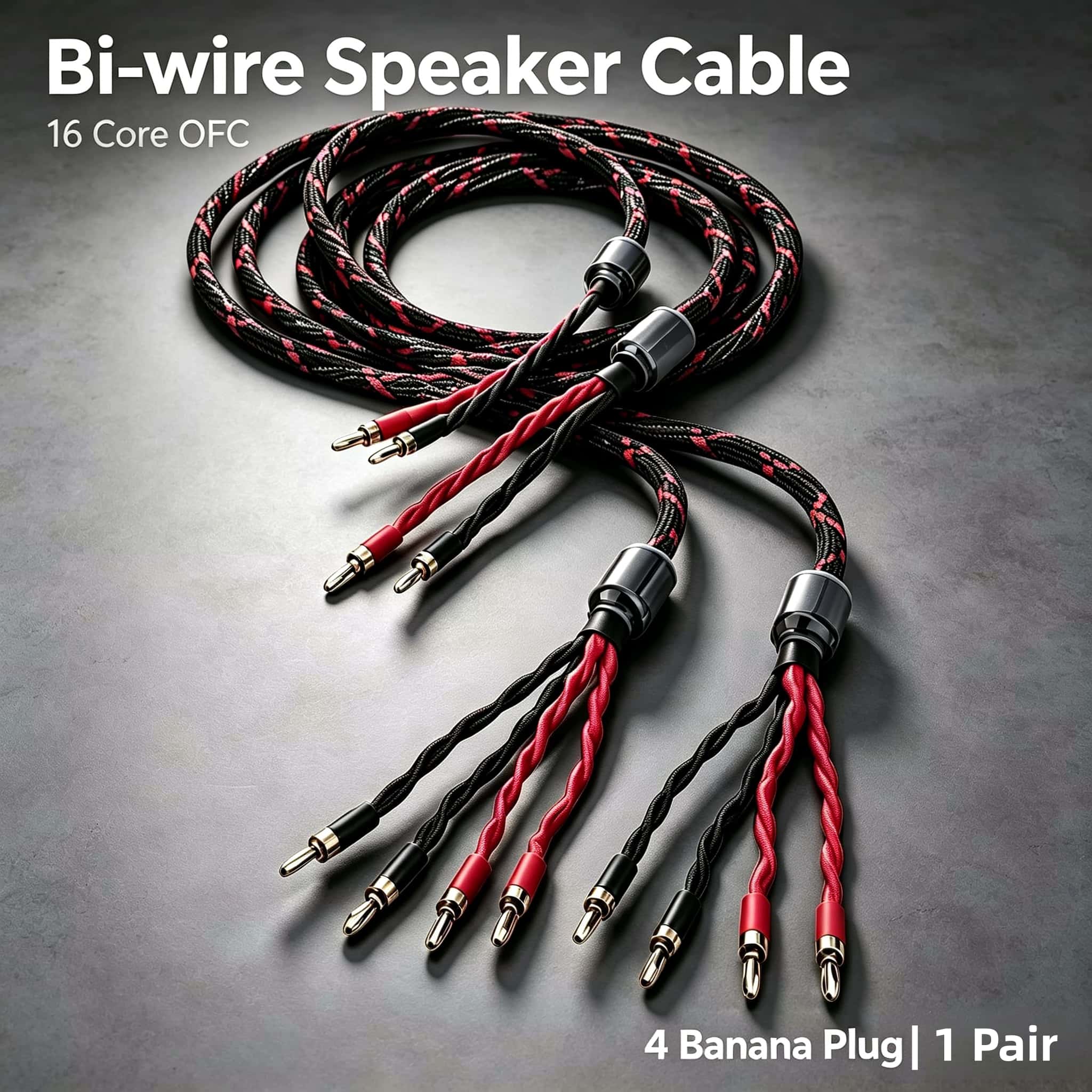 Home Cinema Amplifier - สายลำโพงแบบ Bi-Wire 16 คอร์ OFC คู่