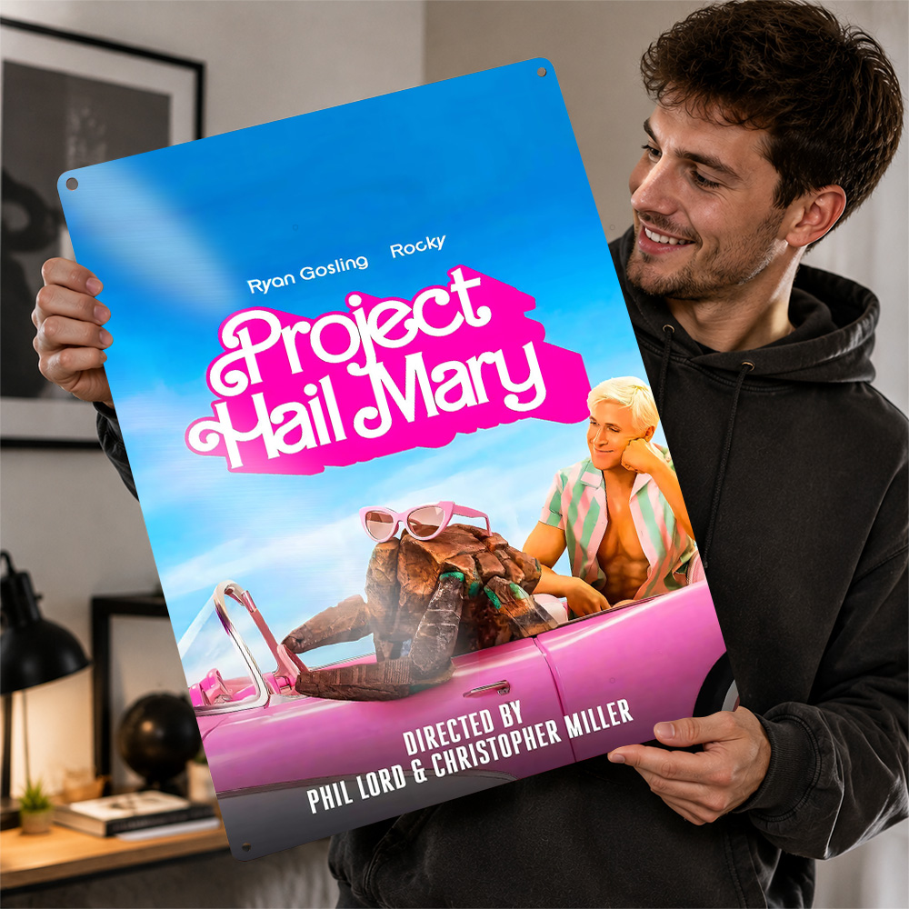 Vintage Home Cinema - ป้ายโลหะวินเทจแบบปรับแต่งได้ ลายโปสเตอร์หนัง Project Hail Mary สำหรับตกแต่งผนังโรงภาพยนตร์