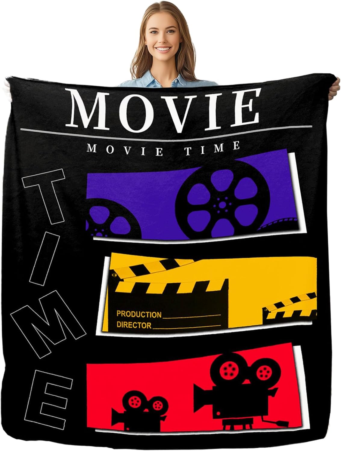 Home Cinema Kids - ผ้าห่มลายภาพยนตร์สำหรับคนรักภาพยนตร์ ทั้งผู้ใหญ่และเด็ก ของขวัญสำหรับโรงภาพยนตร์ ผ้าห่มตกแต่งบ้านและห้องพัก สำหรับผู้หญิงและผู้ชาย ผ้าห่มนุ่มลายโรงภาพยนตร์