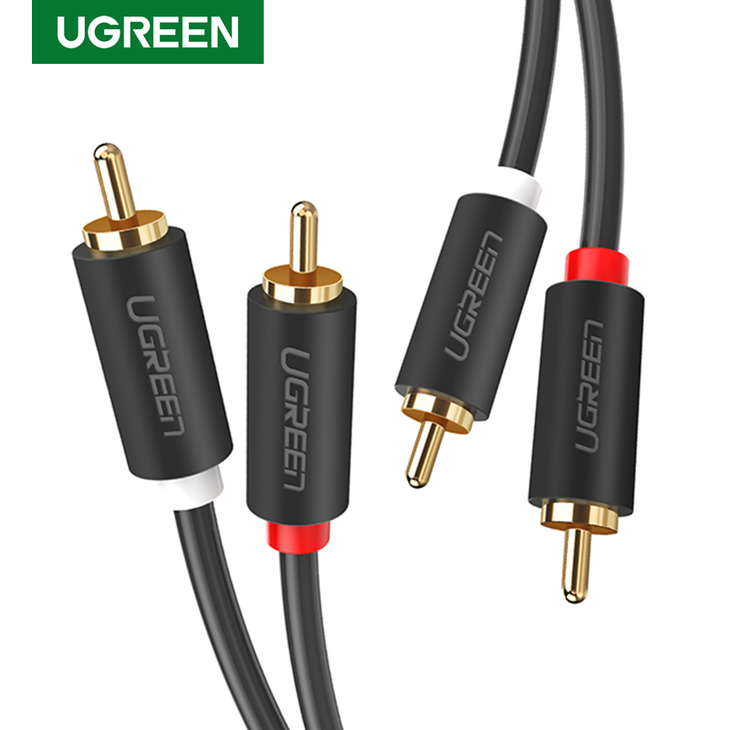 Home Cinema Amplifier - UGREEN 2RCA 2 RCA ตัวผู้ชายสายออดิโอทอง RCA