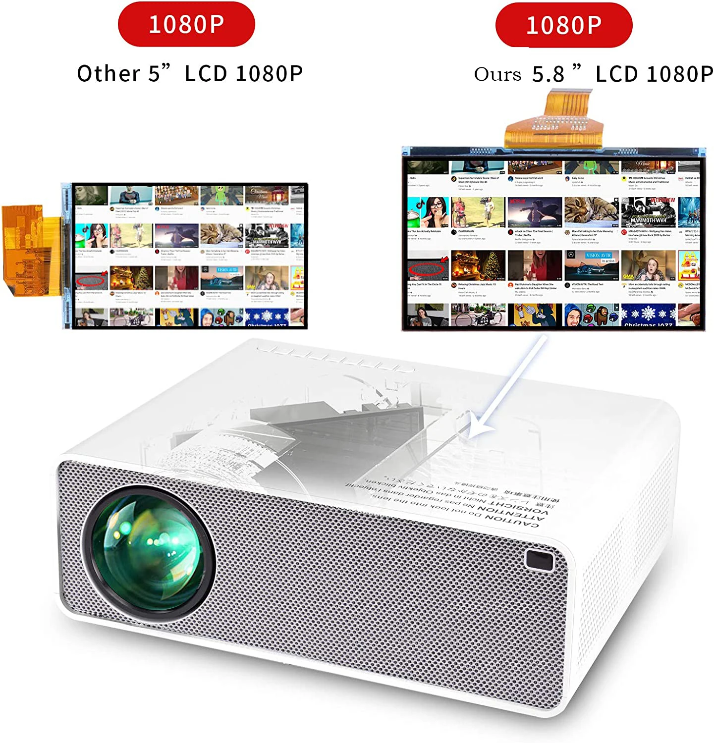 โปรเจคเตอร์ดีไซน์ใหม่ 1080P Fu - Home Cinema Kids บทวิจารณ์และราคา