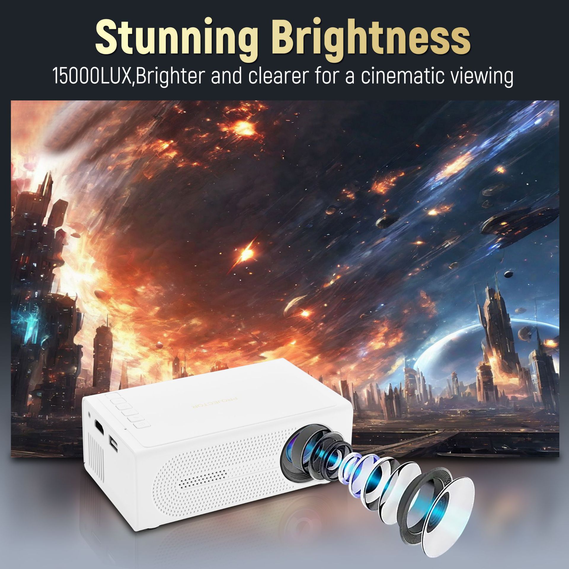 มินิโปรเจคเตอร์ 1080P รองรับ L - Home Cinema Kids บทวิจารณ์และราคา